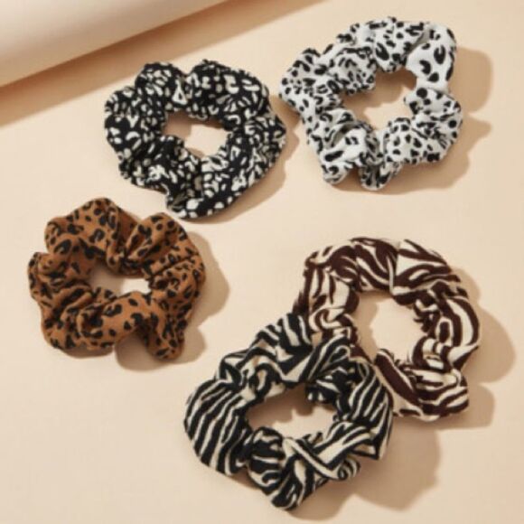 French Retro Animal Print Hair Scrunchies - Picture 2 of 2